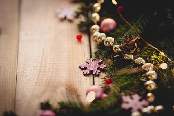 Kerst achtergrond op hout — Stockfoto