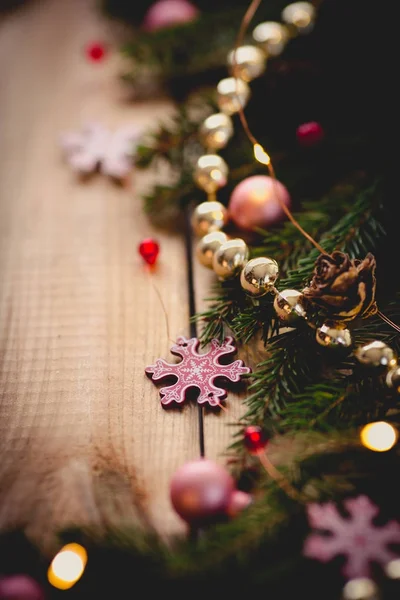 Christmas background on wood — Stock Photo, Image