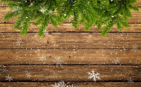 Рама еловых ветвей и снежинки Стоковое Фото