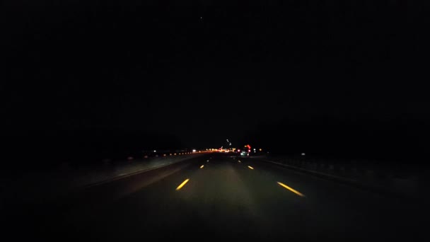 Fast Motion Kollázs Vezetés Éjszaka City Street Highway Rural Road — Stock videók