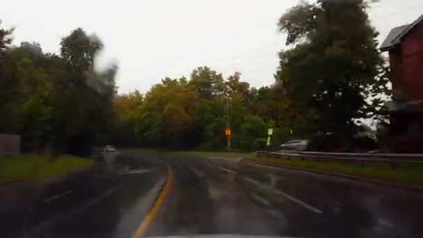 Fast Motion Collage Driving Rain City Suburban Street Punto Vista — Vídeo de stock