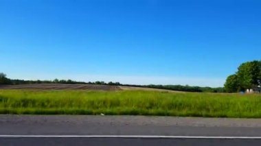 Gündüz Kırsal Tarım Alanından Sağdan Seyir. Sürücü Görüş Noktası Pov Sürücü Kırsal Tarla Manzarası Geçişi