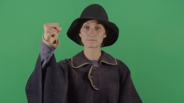 Rebellious Woman Magician Doing A Sign — Stock Video