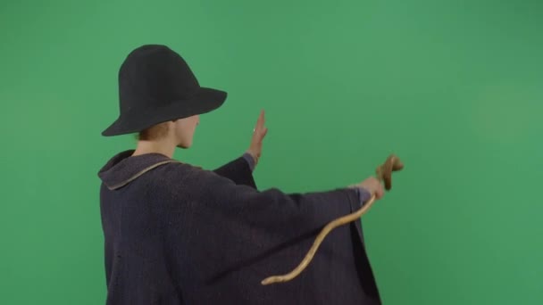 画面上の女性魔術師の開口ポータル — ストック動画