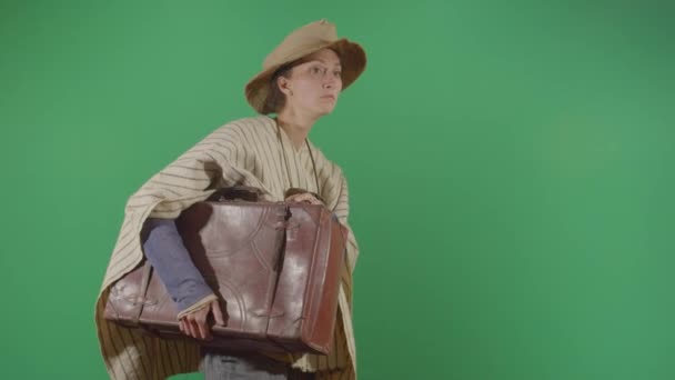 Woman Peasant Waiting For Bus — Stock Video