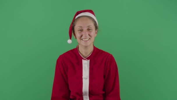 Γυναίκα Άγιος Βασίλης γελάει δυνατά — Αρχείο Βίντεο