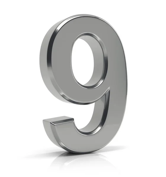 Silver number 9 — Stock Photo, Image