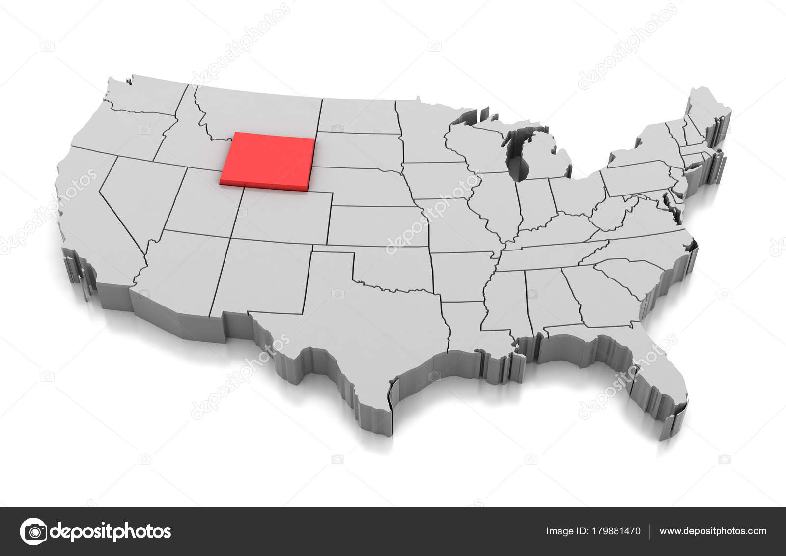 美国怀俄明州地图——图库图片© md3d #179881470