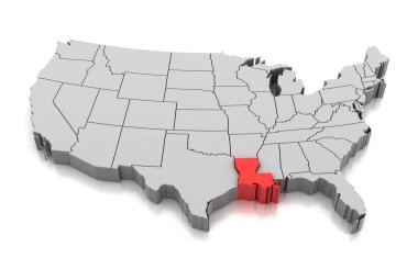 Louisiana state, ABD Haritası