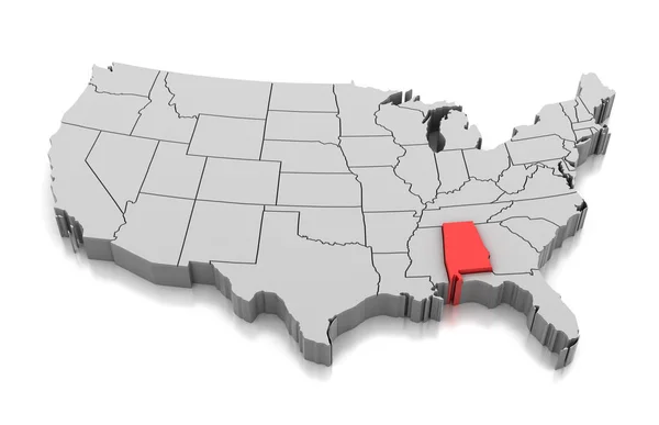 Karte des Staates Alabama, Vereinigte Staaten — Stockfoto