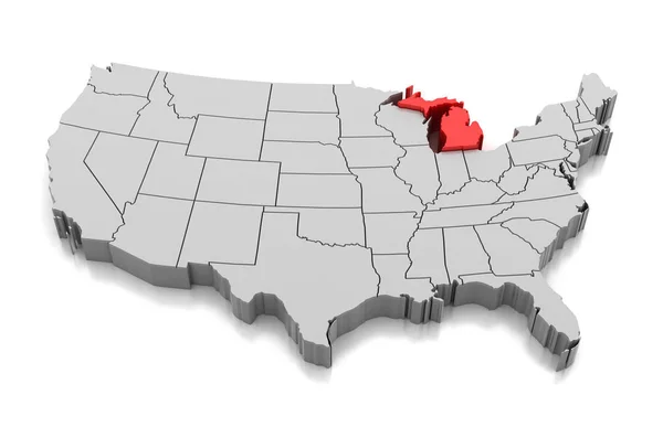 ミシガン州、アメリカ合衆国の地図 — ストック写真