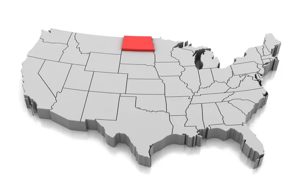 Karte von North Dakota State, Vereinigte Staaten — Stockfoto