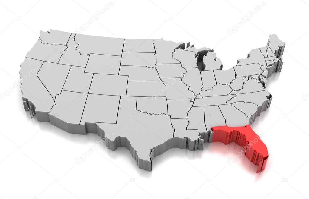 Map of Florida state, USA