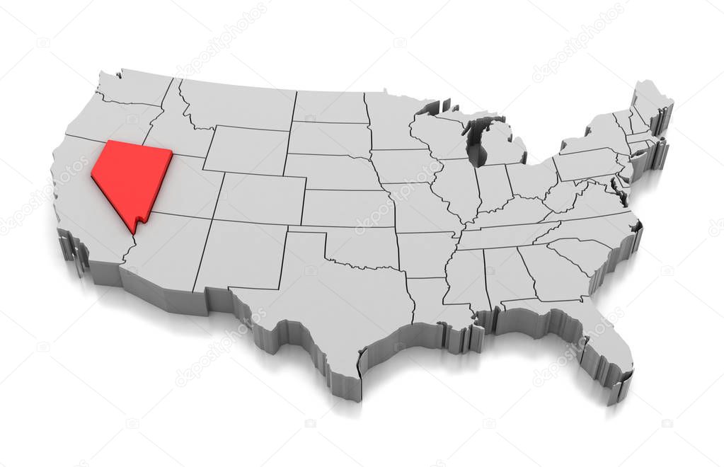 Map of Nebraska state, USA