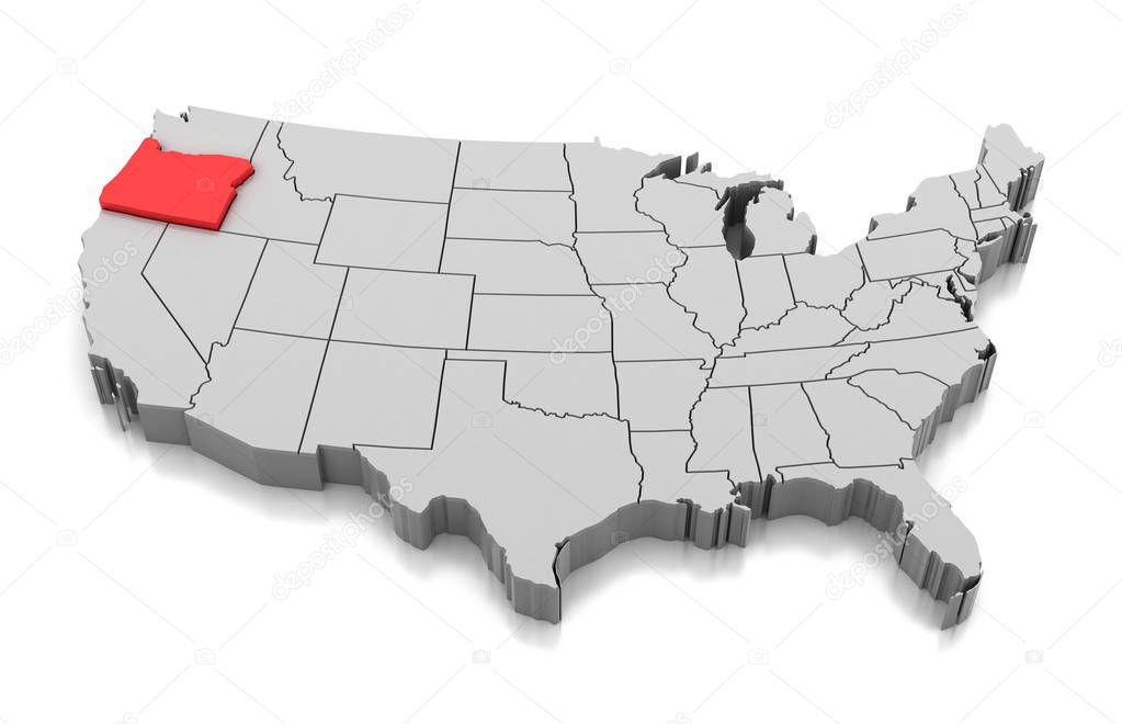 Map of Oregon state, USA