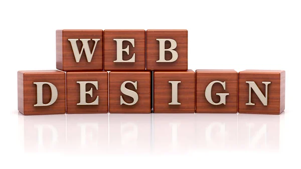Webbdesign som skrivit på trä kuber — Stockfoto