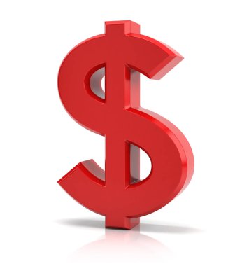 Kırmızı dolar işareti 3d render