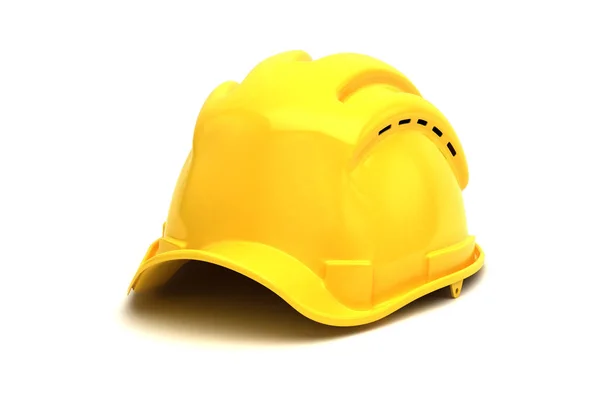 Chapeau Construction Jaune Isolé Sur Blanc — Photo