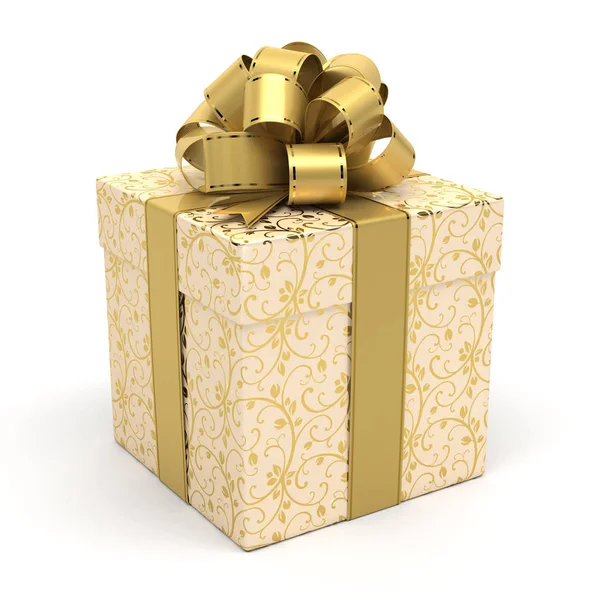 Luxury Gift Box Gold Bow — Stock Photo, Image