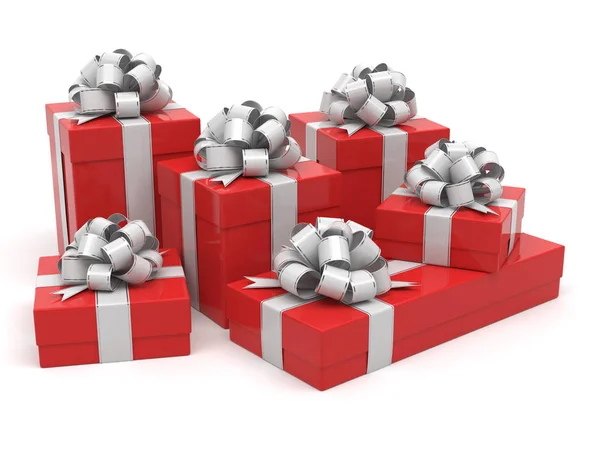 Gift Boxes White Ribbon — Stock Photo, Image