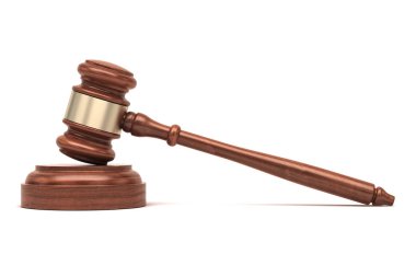 Beyaz arka plan üzerinde tokmak izole hukuk kavramı 