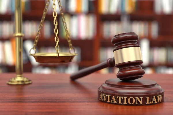 Droit Aviation Gavel Mot Aviation Sur Bloc Son — Photo