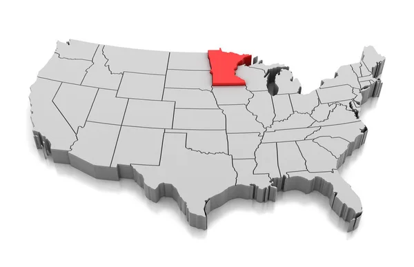 Karte des Bundesstaates Minnesota, USA — Stockfoto