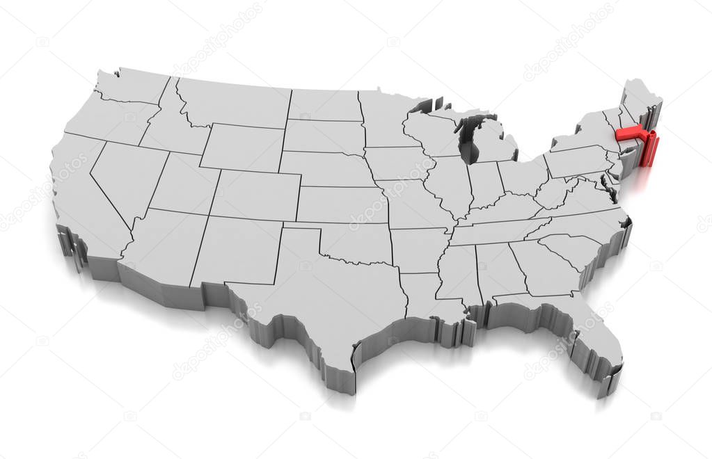Map of Massachusetts state, USA
