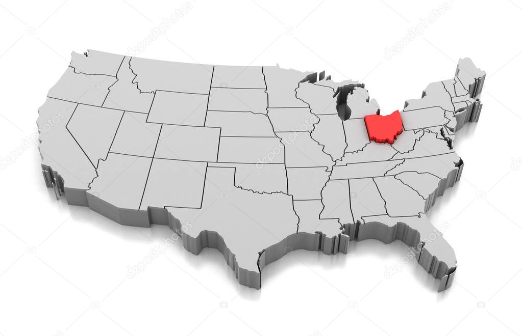 Map of Ohio state, USA