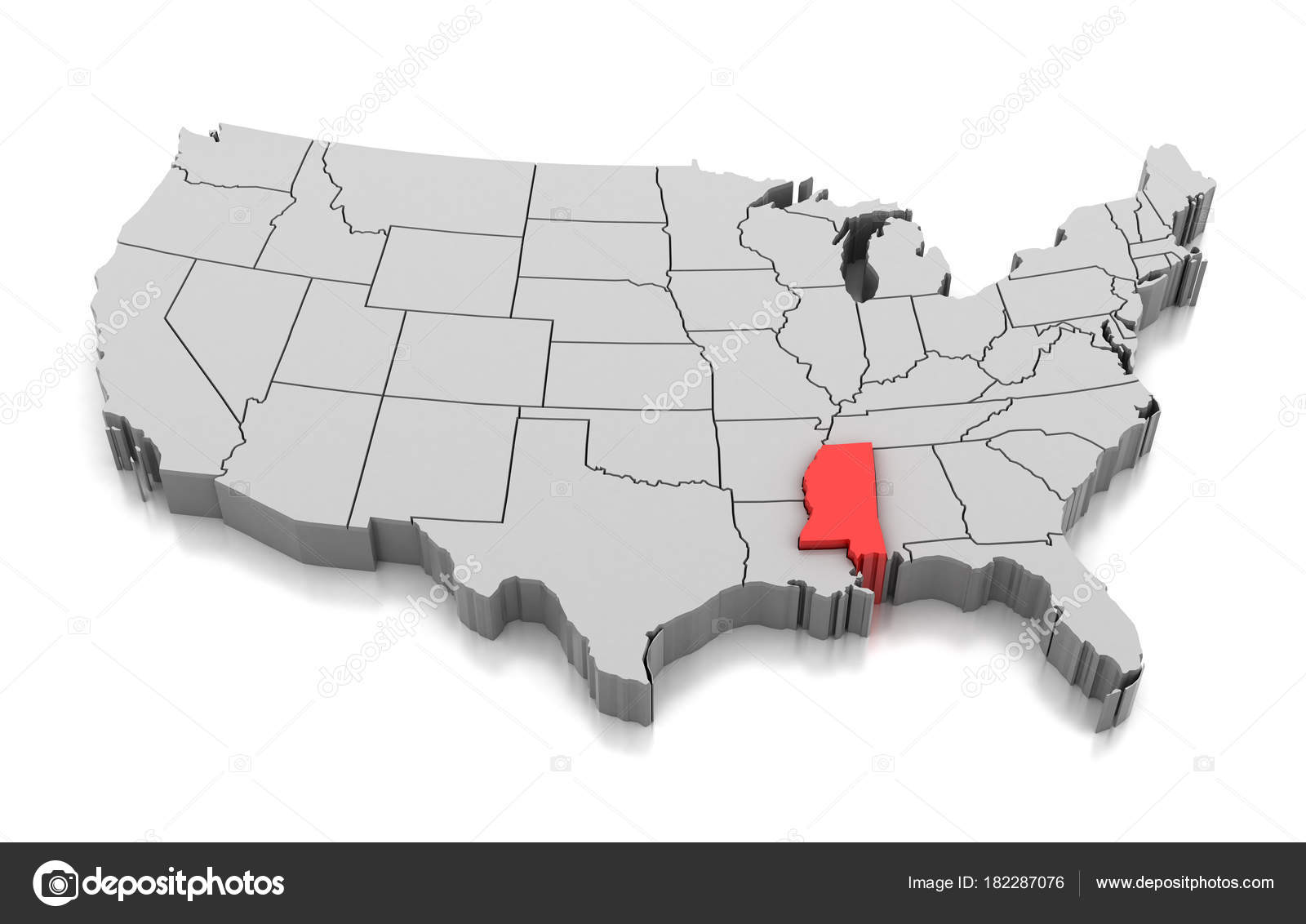 Mapa del estado de Mississippi, Estados Unidos — Foto de stock © md3d