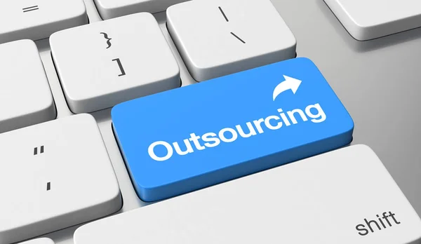 Outsourcing tekst op toetsenbord knop — Stockfoto