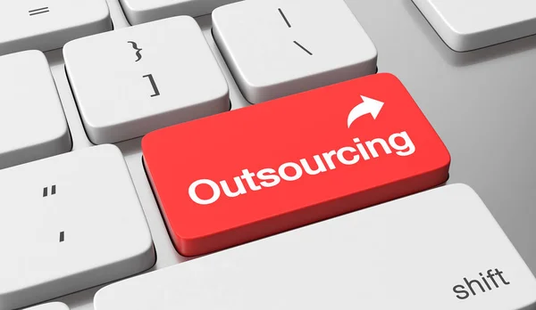 Outsourcing-texten på knappen tangentbord — Stockfoto