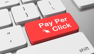 PPC Pay Per Click metin üstünde klavye düğme