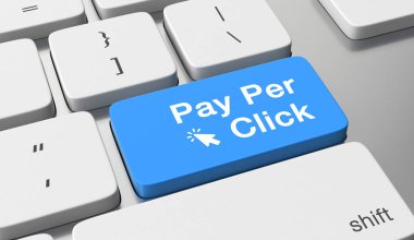 PPC Pay Per Click metin üstünde klavye düğme