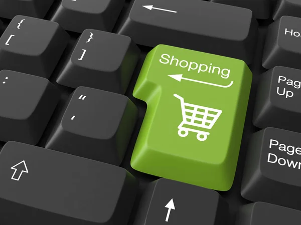 Shopping cart on keyboard button — Stock Photo, Image