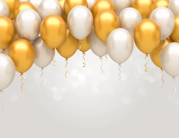Gouden en zilveren ballonnen achtergrond — Stockfoto