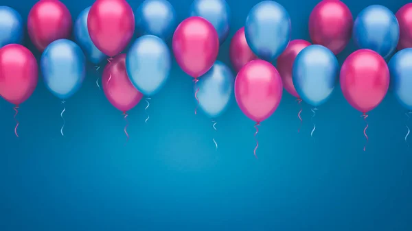Achtergrond van de roze en blauwe ballonnen — Stockfoto