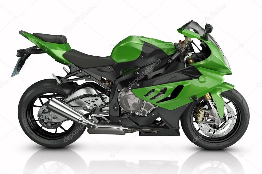 Green sport motorcycle.