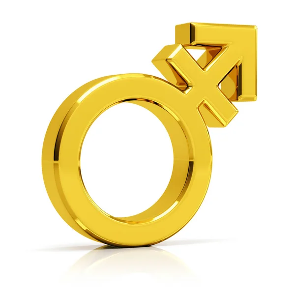 Transznemű szimbólum 3d render. Arany transzszexuális szimbólum izolálva — Stock Fotó