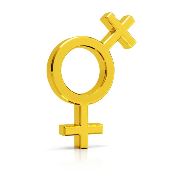 Lesbijski symbol 3d renderowania. Złoty symbol lesbijki izolowane na whit — Zdjęcie stockowe