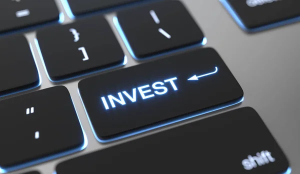 Inwestycji tekst na klawiaturze przycisk. — Zdjęcie stockowe