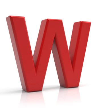 Beyaz arkaplanda w harfi izole edildi.