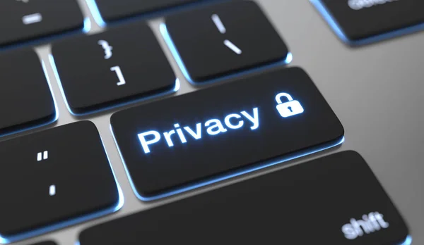Texto de privacidade no botão teclado. Conceito de privacidade na Internet . — Fotografia de Stock