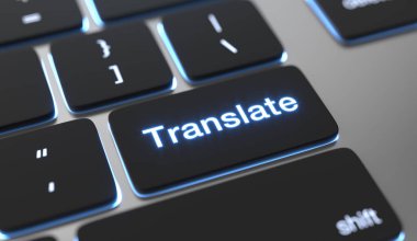 Translate text written on keyboard button. Online language trans