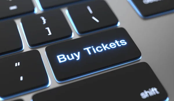 Koop Tickets Tekst Geschreven Toetsenbord Knop Online Tickets Concept — Stockfoto
