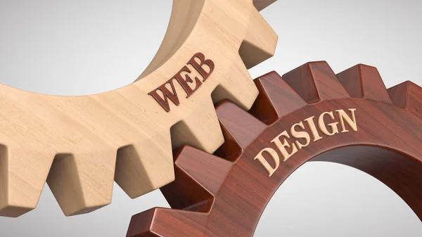 Web Design Escrito Roda Engrenagem — Fotografia de Stock