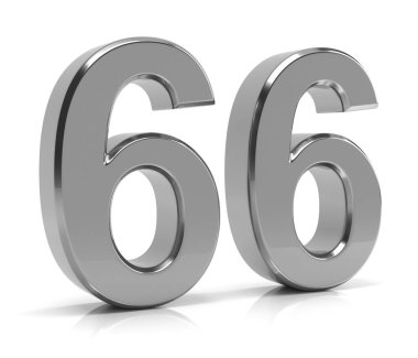 Beyaz arkaplanda izole edilmiş 66 numaralı gümüş.