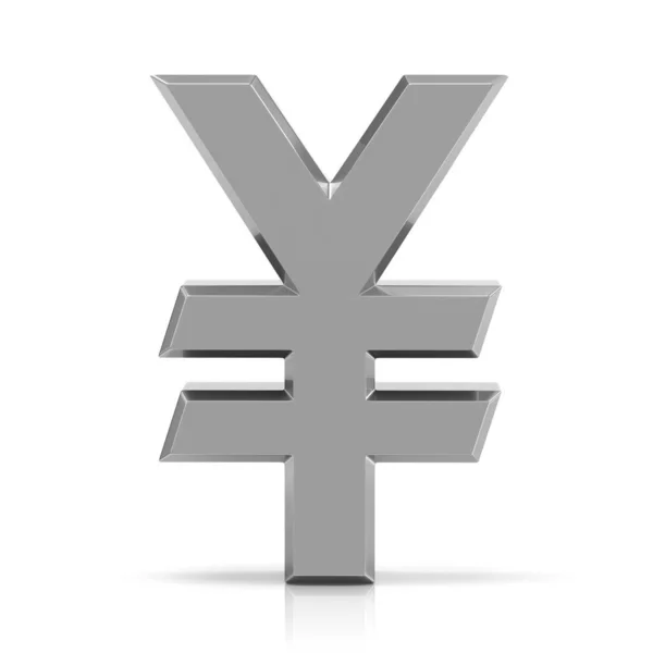 Silber Yen Währung Japanisches Yen Zeichen Symbol Isoliert Auf Weißem — Stockfoto