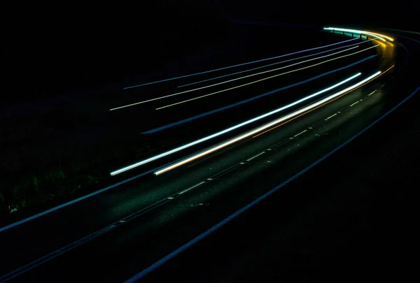 Lights of cars with night — Stock Photo, Image