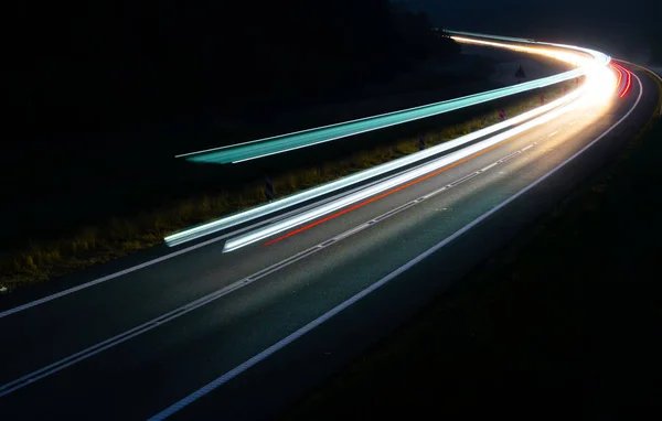 Lights of cars with night. long exposure — Stock Photo, Image